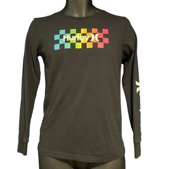 Hurley Rainbow Checkered Long Sleeve T-Shirt Boy’s Large - Picture 1 of 4
